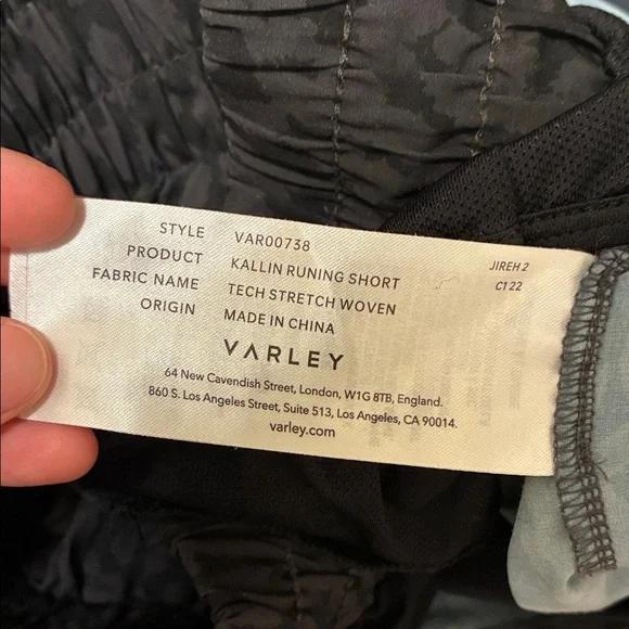 Varley Black Patterned Athletic Shorts - Picture 6 of 7